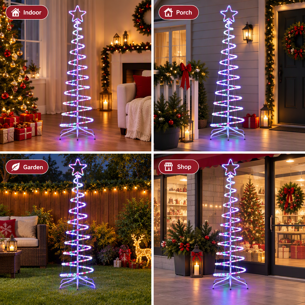 Jingle Jollys Christmas Lights 188cm Tree 288 LED Decorations - SportZone.co.nz
