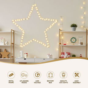 Jingle Jollys Christmas Lights 50cm Star 70 LED Xmas Decorations - SportZone.co.nz