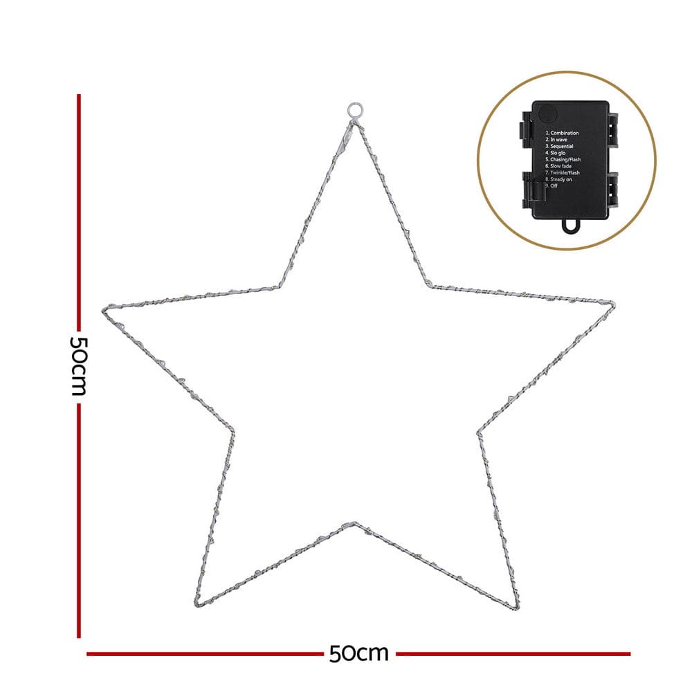 Jingle Jollys Christmas Lights 50cm Star 70 LED Xmas Decorations - SportZone.co.nz