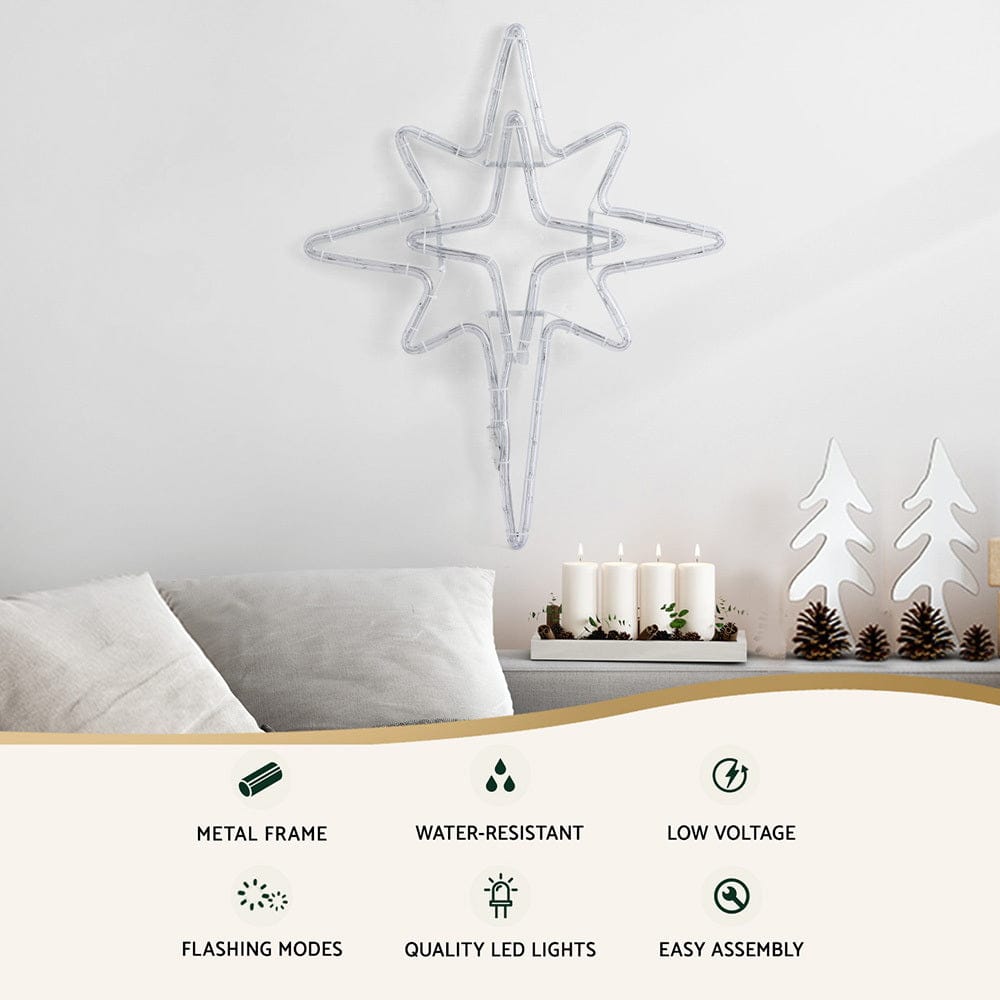 Jingle Jollys Christmas Lights 57cm Bethlehem Star 90 LED Xmas Decorations Motif - SportZone.co.nz