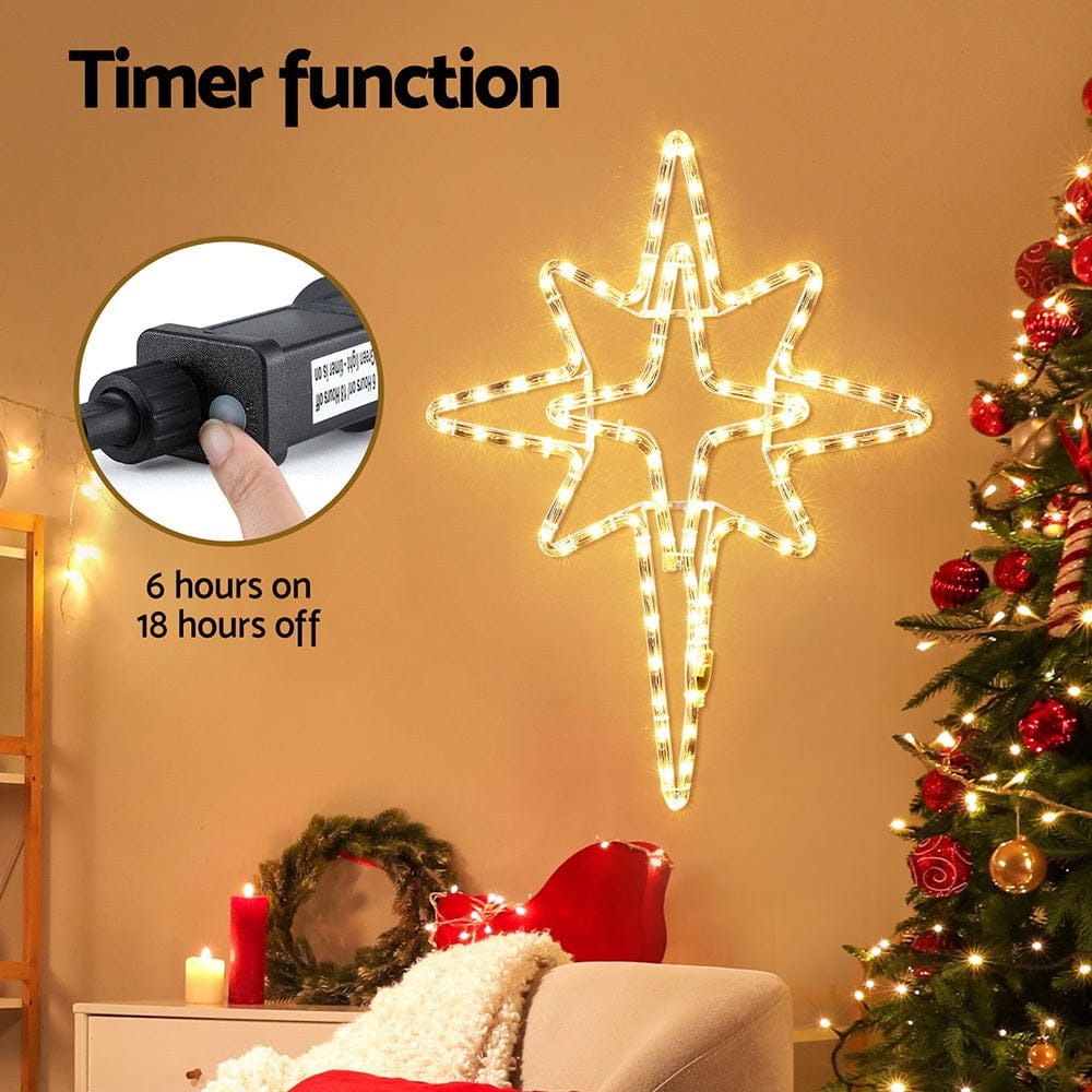 Jingle Jollys Christmas Lights 57cm Bethlehem Star 90 LED Xmas Decorations Motif - SportZone.co.nz
