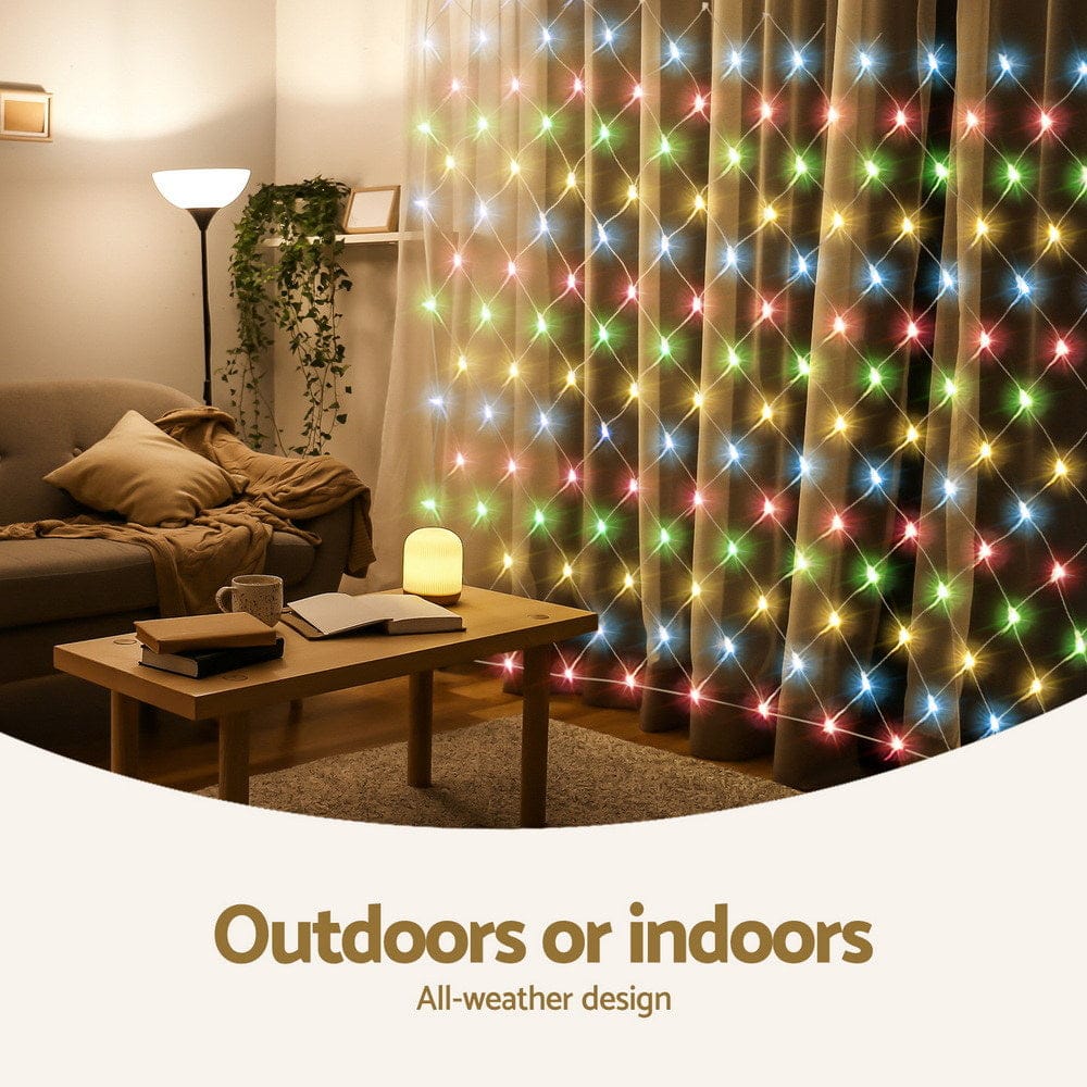 Jingle Jollys Christmas Lights 5Mx3M Net String Light 600 LED Colourful Beads - SportZone.co.nz