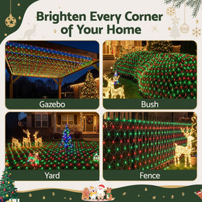Jingle Jollys Christmas Lights 6x4m Christmas Net Lights 1000LED Red Green Festive Lighting - SportZone.co.nz