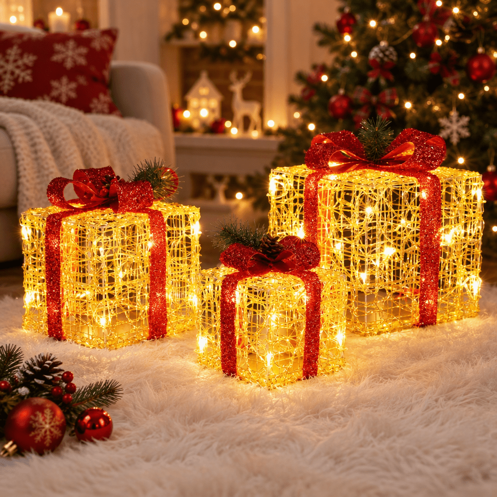 Jingle Jollys Christmas Lights Gift Box Set 3 PCS Set 48 LED Decorations - SportZone.co.nz
