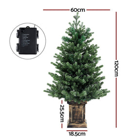 Jingle Jollys Christmas Tree 1.2M LED Potted Xmas Tree Party Decor 8 Light Modes - SportZone.co.nz