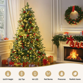 Jingle Jollys Christmas Tree 1.5m 160 LED Xmas Tree Party Decorations 355 Tips - SportZone.co.nz