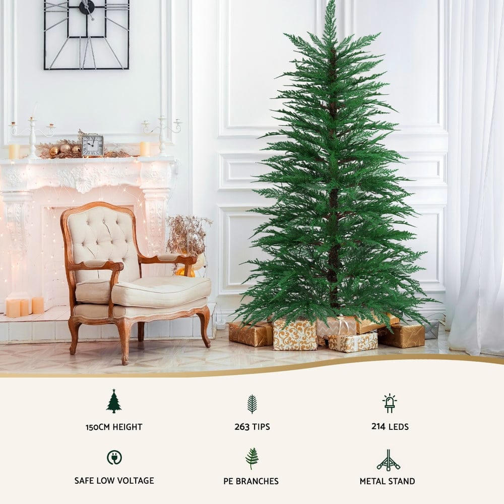 Jingle Jollys Christmas Tree 1.5M LED Xmas Tree Sparse 263 Tips Party Decoration - SportZone.co.nz
