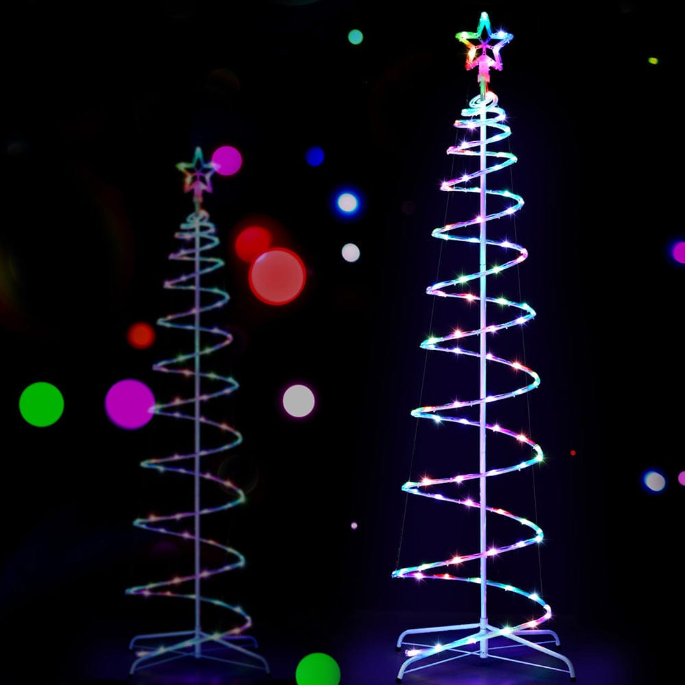 Jingle Jollys Christmas Tree 1.8m 100 RGB LED Rope Lights Xmas Trees Decoration - SportZone.co.nz