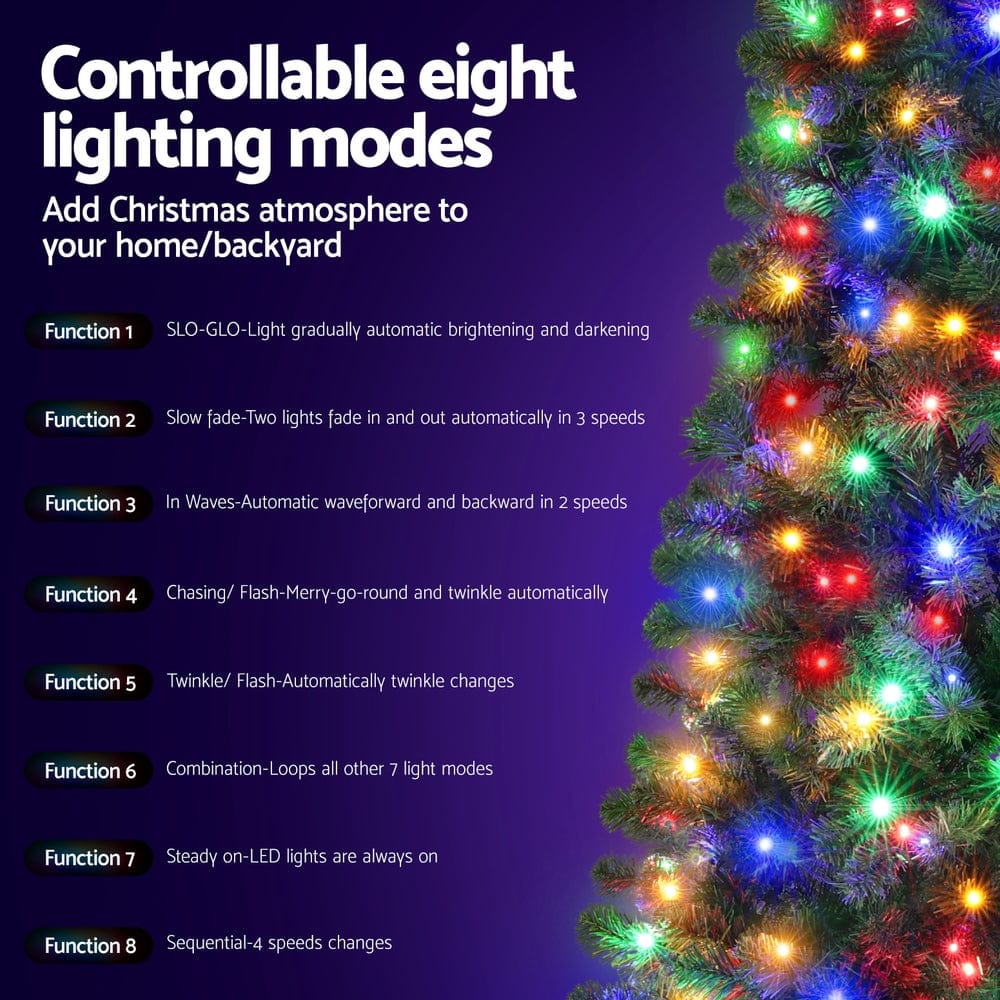 Jingle Jollys Christmas Tree 1.8M LED Corner Xmas Tree Half 8 Modes Multi - color - SportZone.co.nz