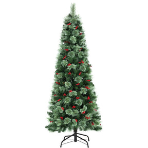 Jingle Jollys Christmas Tree 1.8M LED Xmas Tree Party Decorations Red Barries - SportZone.co.nz
