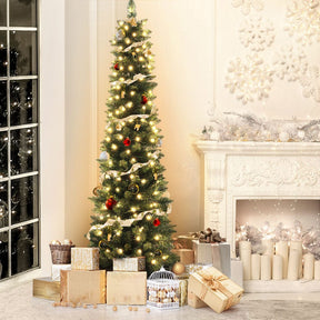 Jingle Jollys Christmas Tree 1.8m Pre-Lit 200 LED Lights Xmas Tree Decorations - SportZone.co.nz