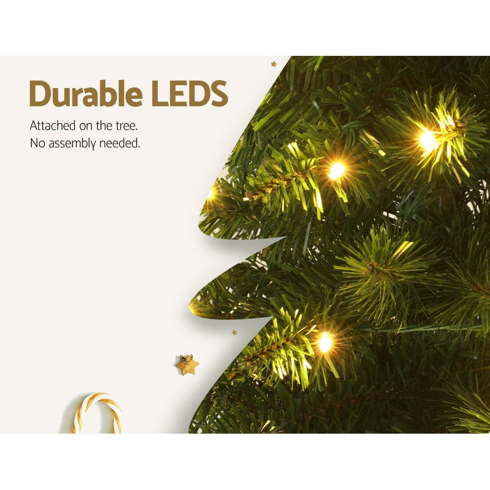 Jingle Jollys Christmas Tree 1.8m Pre-Lit 200 LED Lights Xmas Tree Decorations - SportZone.co.nz