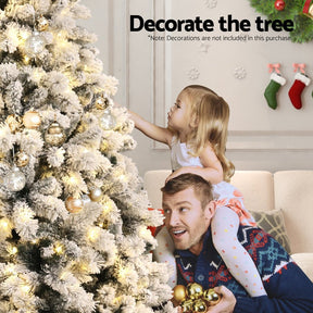 Jingle Jollys Christmas Tree 1.8m Snow Flocked LED Xmas Decoration 8 Light Modes - SportZone.co.nz