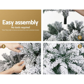 Jingle Jollys Christmas Tree 1.8m Snow Flocked Xmas Tree Decorations 468 Tips - SportZone.co.nz