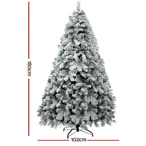 Jingle Jollys Christmas Tree 1.8m Snow Flocked Xmas Tree Decorations 468 Tips - SportZone.co.nz