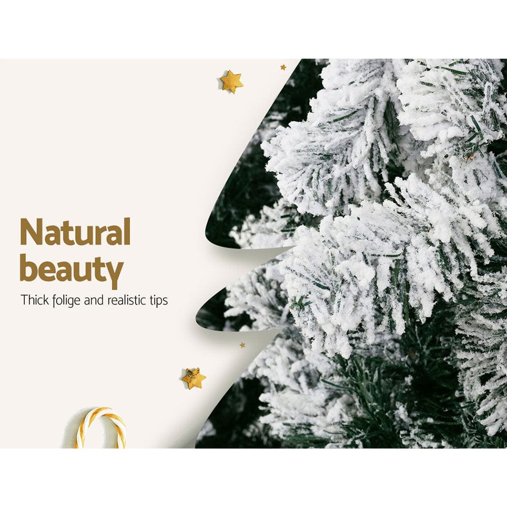 Jingle Jollys Christmas Tree 1.8m Snow Flocked Xmas Tree Decorations 468 Tips - SportZone.co.nz
