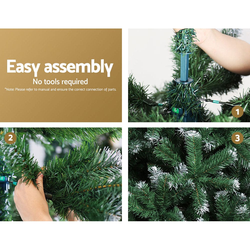 Jingle Jollys Christmas Tree 1.8m Snowy Xmas Tree Decoration 650 Tips - SportZone.co.nz