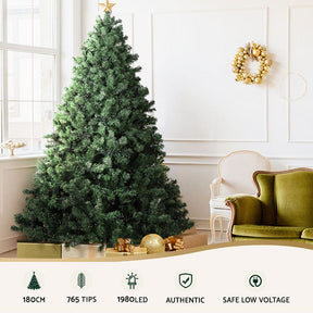 Jingle Jollys Christmas Tree 1.8M Xmas Tree Decorations 1980 LEDs 8 Light Mode - SportZone.co.nz