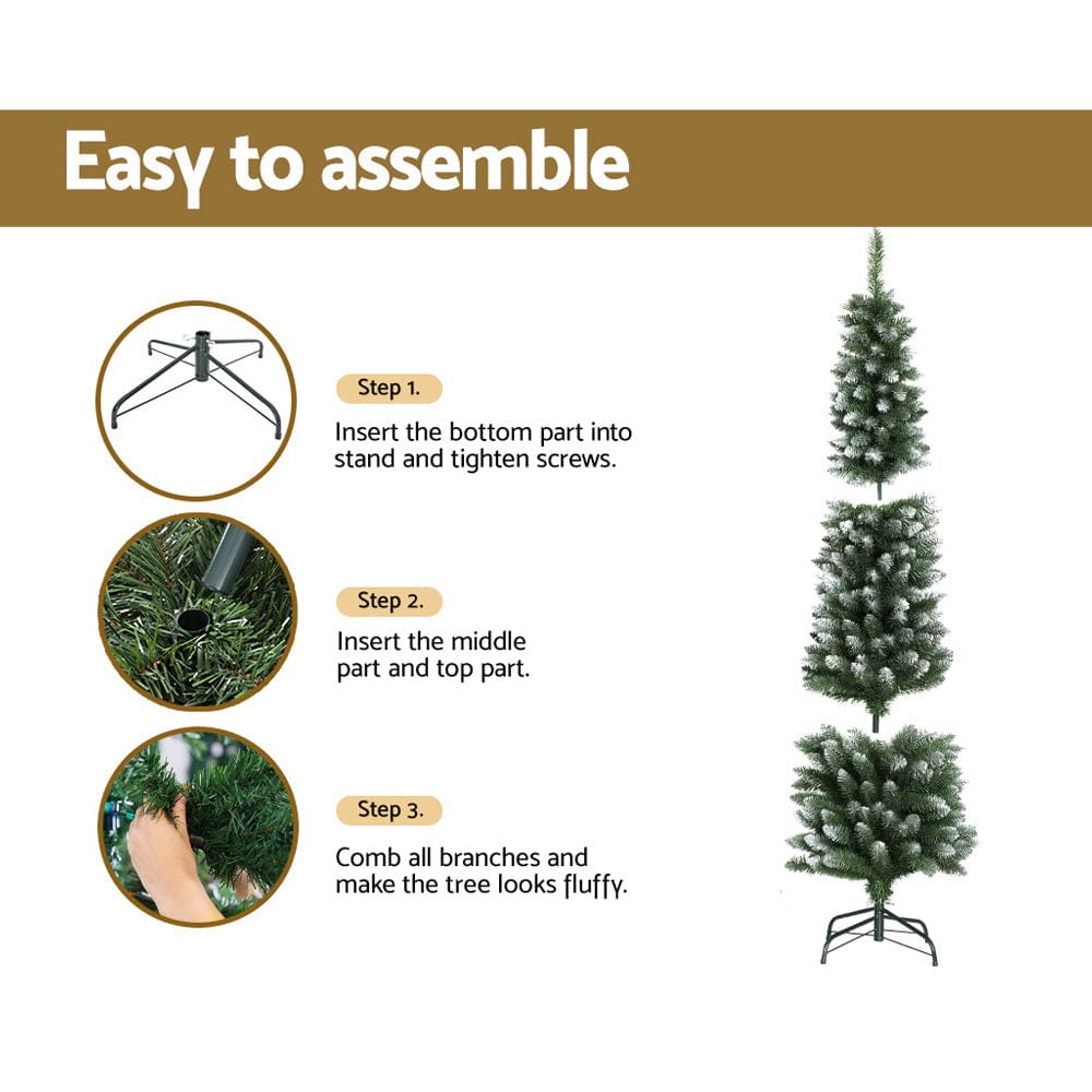 Jingle Jollys Christmas Tree 1.8m Xmas Tree Decorations Snowy 300 Tips - SportZone.co.nz
