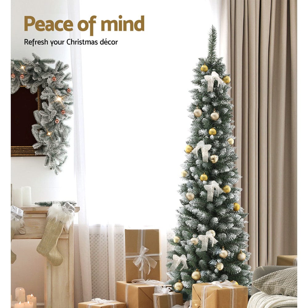 Jingle Jollys Christmas Tree 1.8m Xmas Tree Decorations Snowy 300 Tips - SportZone.co.nz