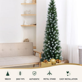 Jingle Jollys Christmas Tree 1.8m Xmas Tree Decorations Snowy 300 Tips - SportZone.co.nz