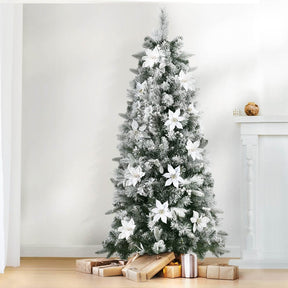 Jingle Jollys Christmas Tree 1.8m Xmas Tree Snow Flocked Flowers Decor 564 Tips - SportZone.co.nz