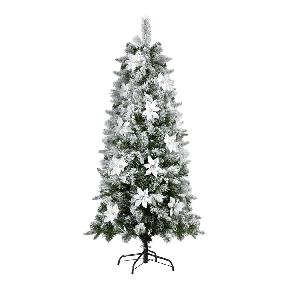 Jingle Jollys Christmas Tree 1.8m Xmas Tree Snow Flocked Flowers Decor 564 Tips - SportZone.co.nz
