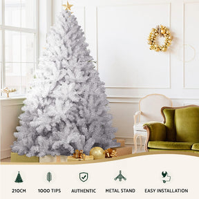 Jingle Jollys Christmas Tree 2.1m 1000 White Tips Xmas Tree Decorations - SportZone.co.nz