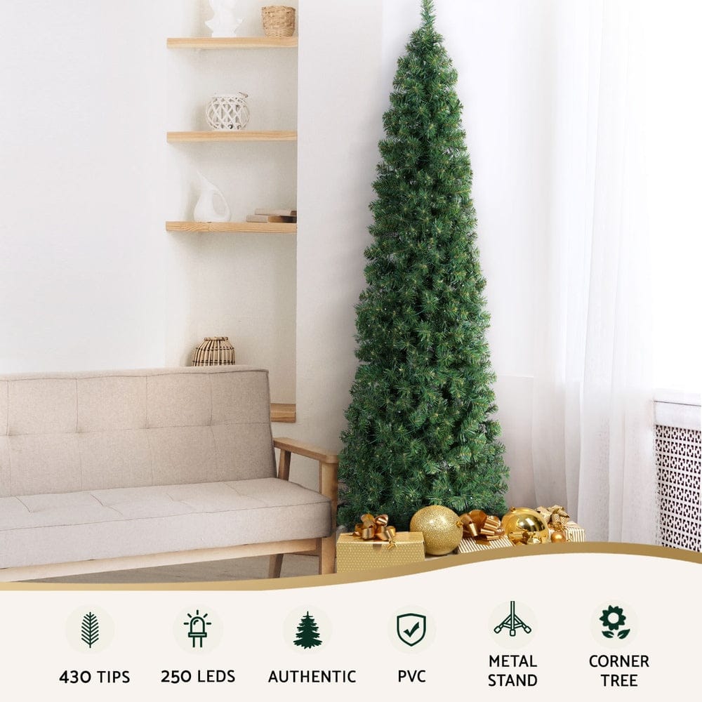 Jingle Jollys Christmas Tree 2.1M Corner Xmas Tree Party Decorations 430 Tips - SportZone.co.nz