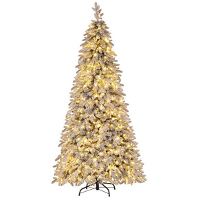 Jingle Jollys Christmas Tree 2.1m Flocking Pencil Tree LED Xmas 860 Tips White - SportZone.co.nz