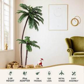 Jingle Jollys Christmas Tree 2.1m LED Lighted Xmas Palm Trees Party Decorations - SportZone.co.nz