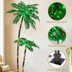 Jingle Jollys Christmas Tree 2.1m LED Lighted Xmas Palm Trees Party Decorations - SportZone.co.nz
