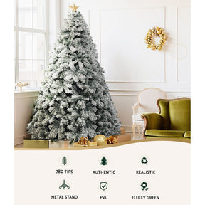 Jingle Jollys Christmas Tree 2.1m Snow Flocked Xmas Tree Decorations 780 Tips - SportZone.co.nz