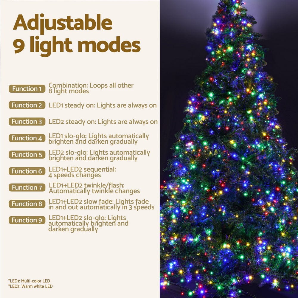 Jingle Jollys Christmas Tree 2.1m Xmas Tree Decoration 8 Light Mode Multi Colour - SportZone.co.nz