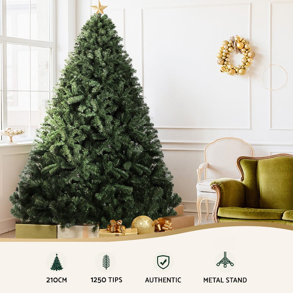 Jingle Jollys Christmas Tree 2.1M Xmas Tree Decorations Green 1250 Tips - SportZone.co.nz