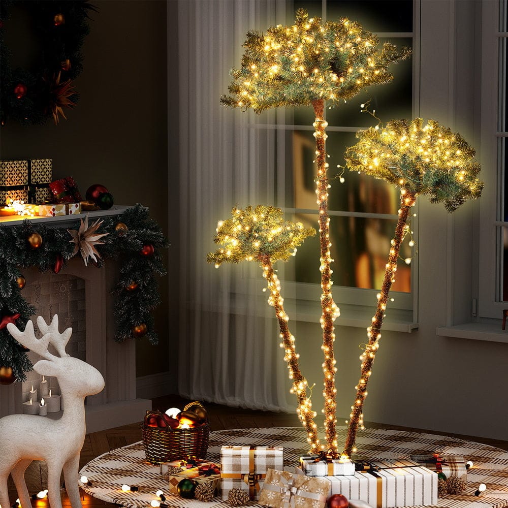 Jingle Jollys Christmas Tree 3 - in - 1 LED Xmas Palm Tree Party Decor 1.2/1.5/1.8M - SportZone.co.nz