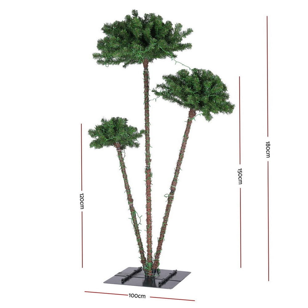 Jingle Jollys Christmas Tree 3 - in - 1 LED Xmas Palm Tree Party Decor 1.2/1.5/1.8M - SportZone.co.nz