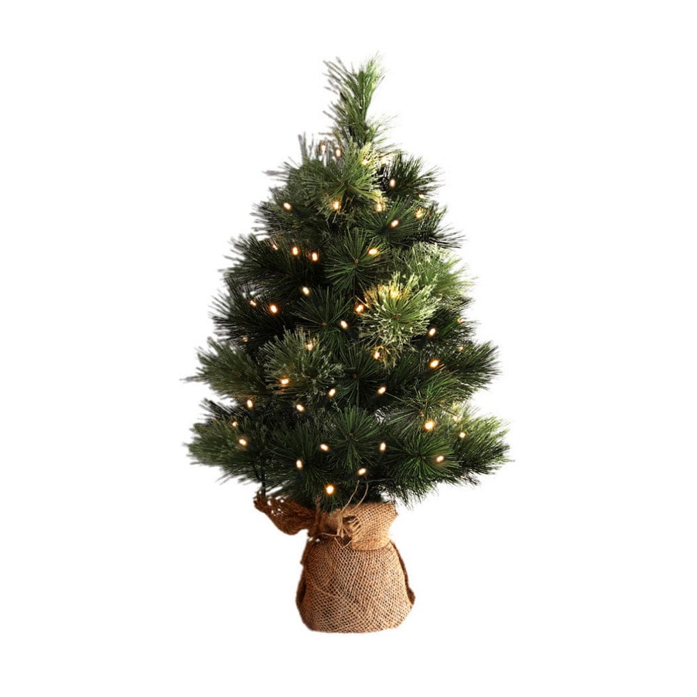 Jingle Jollys Christmas Tree 60CM Mini Tabletop 8 Light Modes Timer Xmas Tree - SportZone.co.nz
