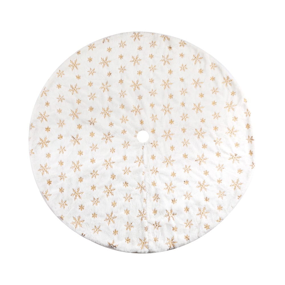 Jingle Jollys Christmas Tree Skirt 120cm Snowflake Ornaments Xmas Decorations - SportZone.co.nz