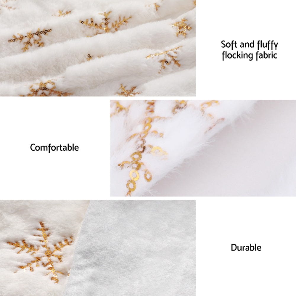 Jingle Jollys Christmas Tree Skirt 120cm Snowflake Ornaments Xmas Decorations - SportZone.co.nz