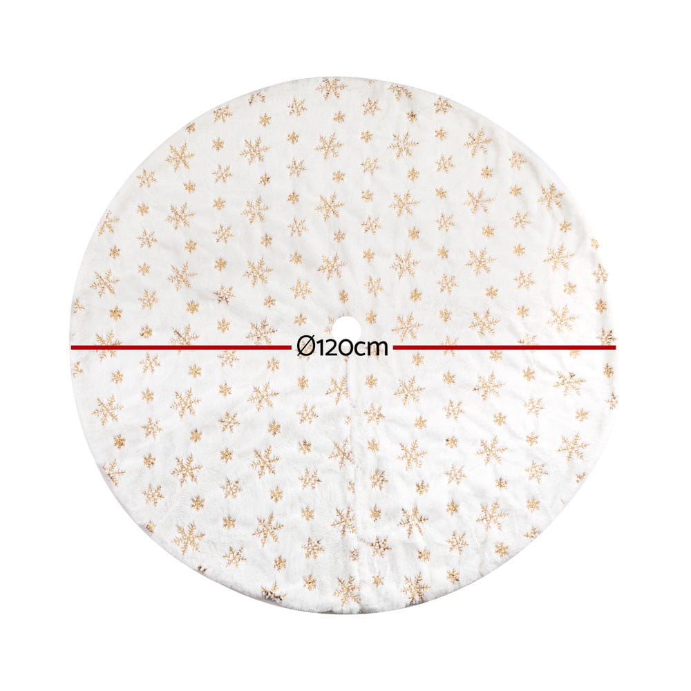 Jingle Jollys Christmas Tree Skirt 120cm Snowflake Ornaments Xmas Decorations - SportZone.co.nz