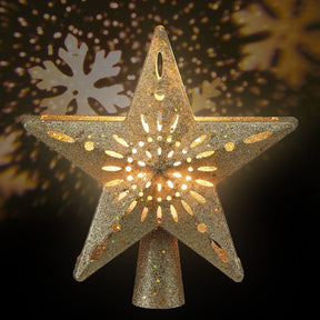 Jingle Jollys Christmas Tree Topper Star Snowflake Projector Party Glitter Gold - SportZone.co.nz