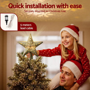 Jingle Jollys Christmas Tree Topper Star Snowflake Projector Party Glitter Gold - SportZone.co.nz