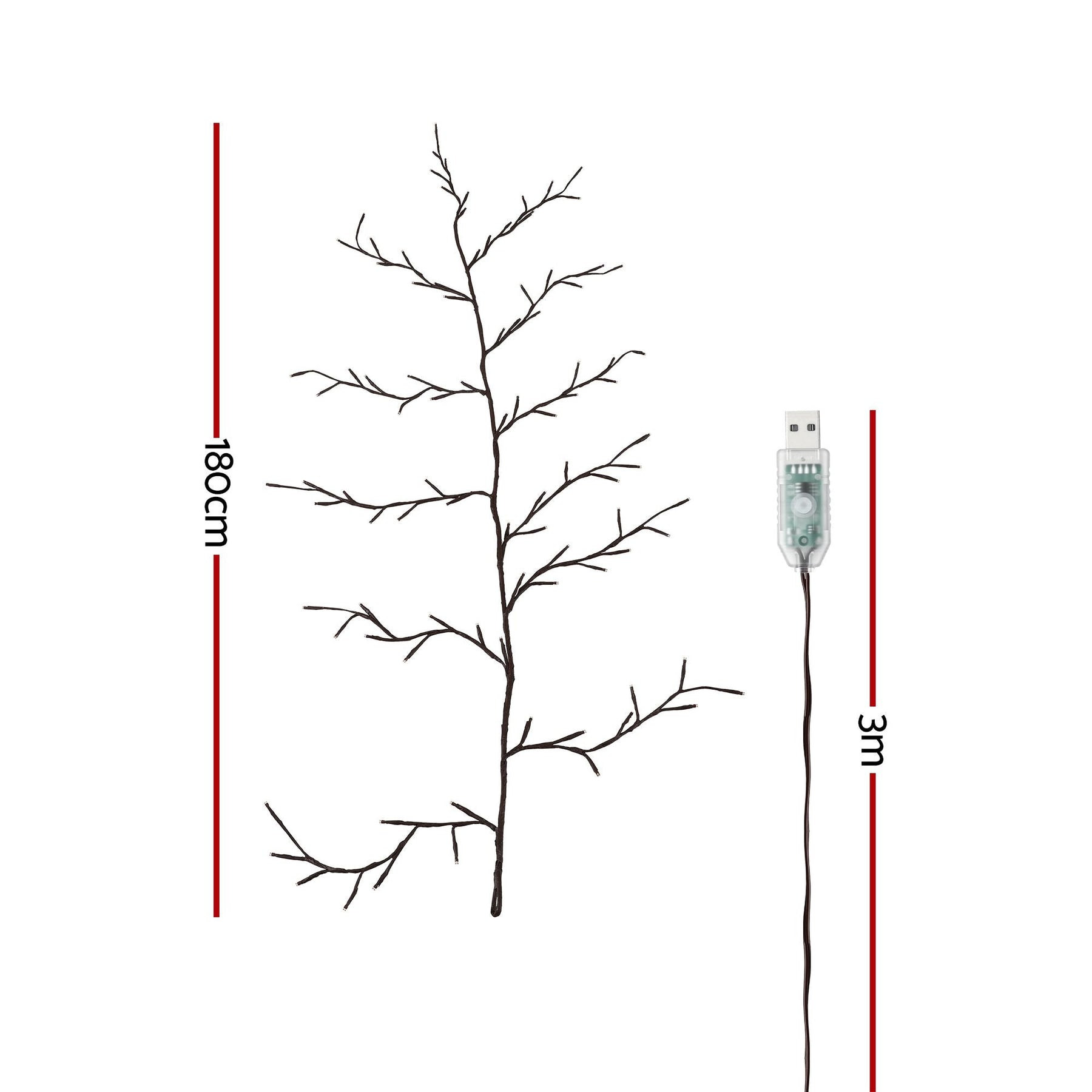 Jingle Jollys Christmas Willow Vine Lights Branch LED Fairy DIY Wall Decor 1.8m Warm White - SportZone.co.nz