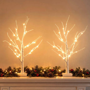 Jingle Jollys Lighted Branch Tree Christmas Decorations Warm White Christmas Lights 2 Pack 60cm - SportZone.co.nz