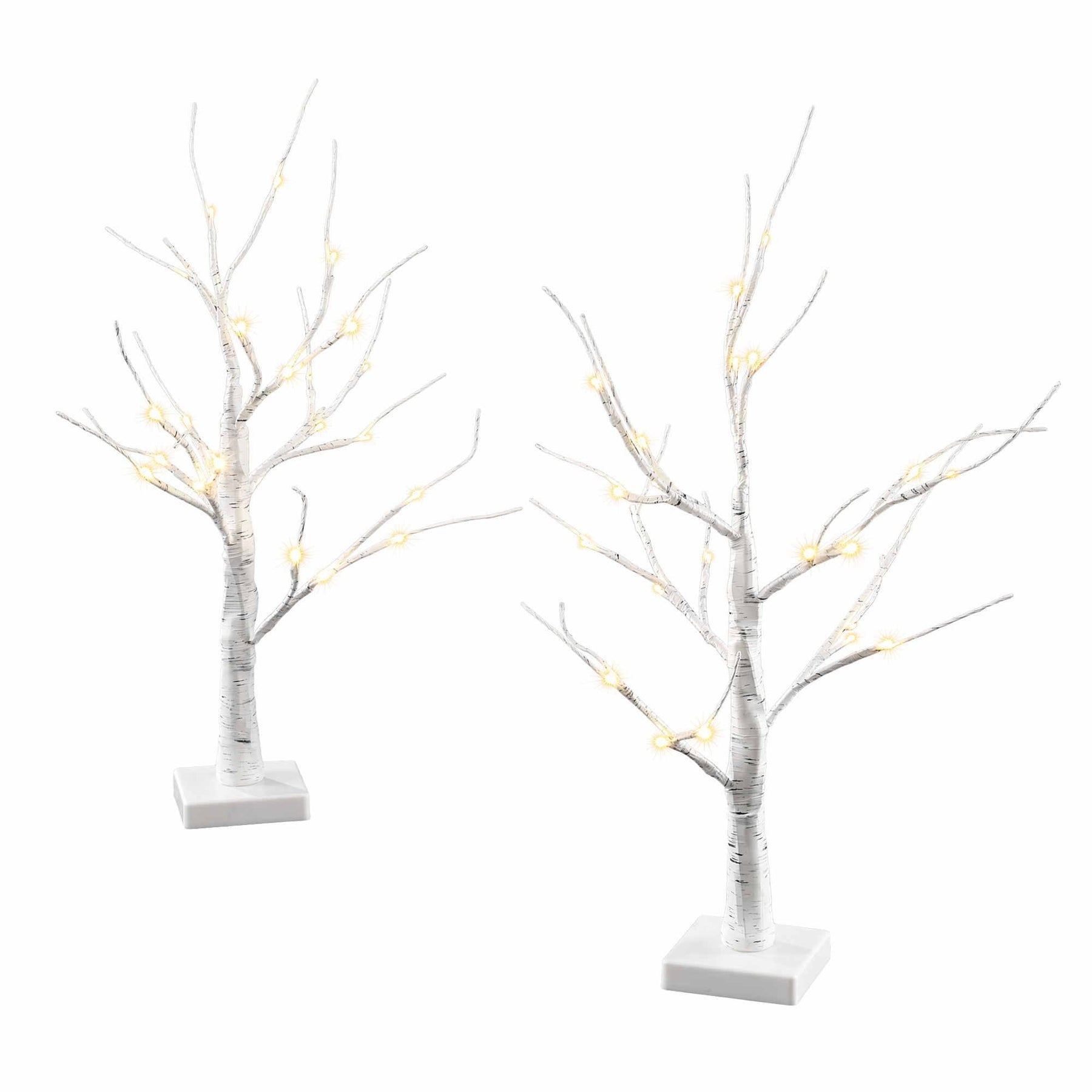 Jingle Jollys Lighted Branch Tree Christmas Decorations Warm White Christmas Lights 2 Pack 60cm - SportZone.co.nz