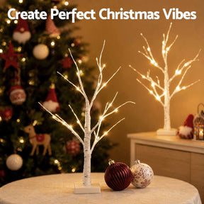 Jingle Jollys Lighted Branch Tree Christmas Decorations Warm White Christmas Lights 2 Pack 60cm - SportZone.co.nz