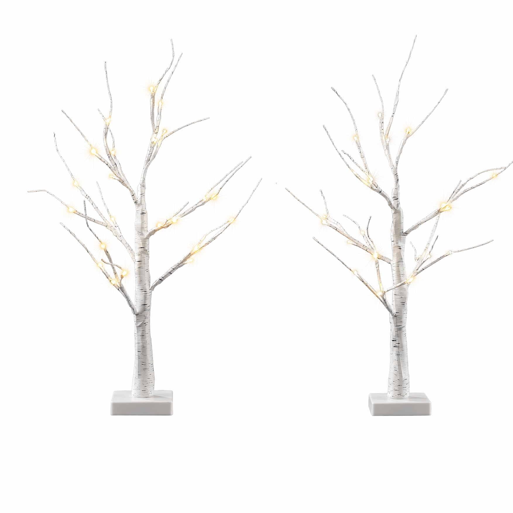 Jingle Jollys Lighted Branch Tree Christmas Decorations Warm White Christmas Lights 2 Pack 60cm - SportZone.co.nz