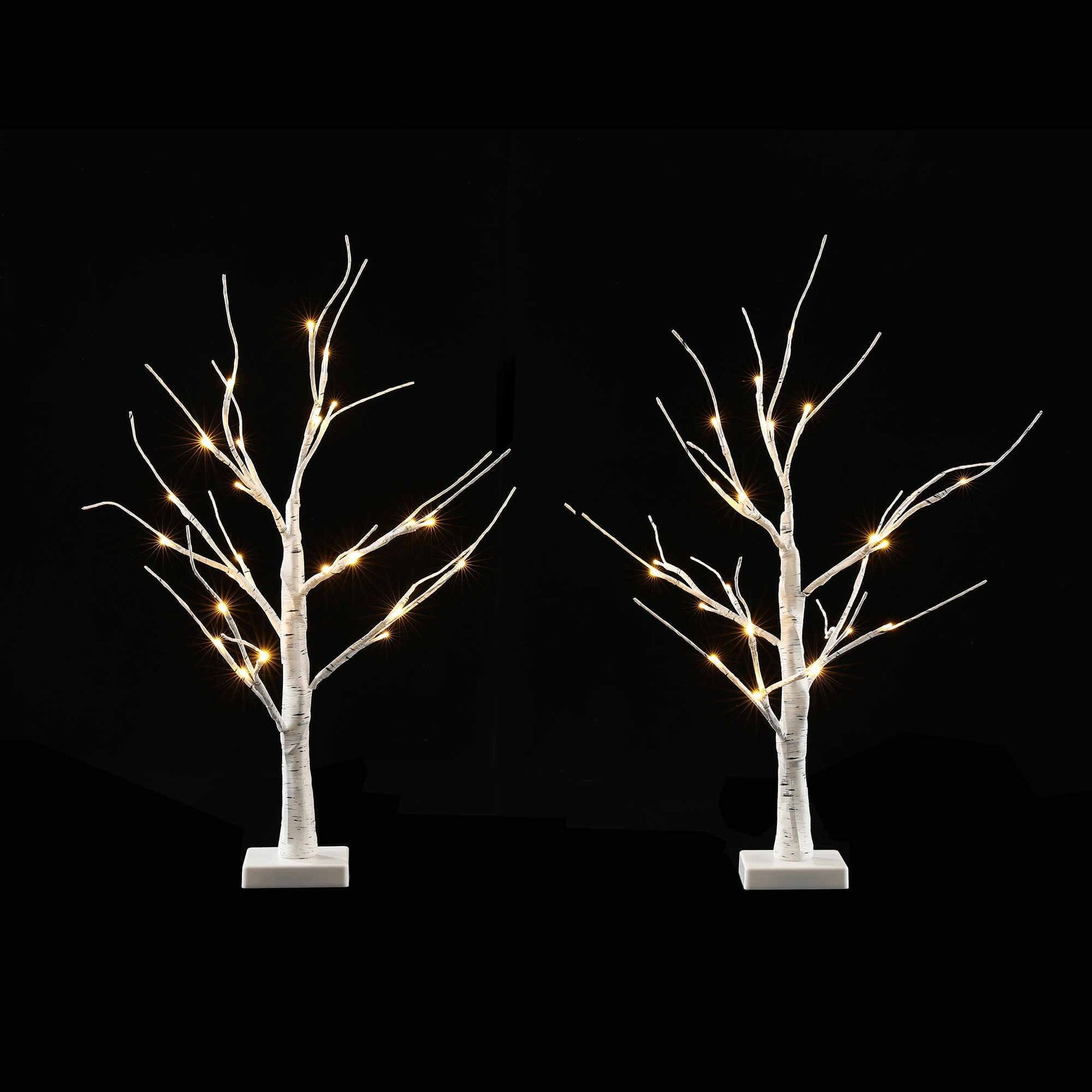 Jingle Jollys Lighted Branch Tree Christmas Decorations Warm White Christmas Lights 2 Pack 60cm - SportZone.co.nz