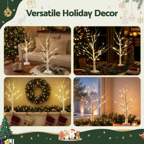 Jingle Jollys Lighted Branch Tree Christmas Decorations Warm White Christmas Lights 2 Pack 60cm - SportZone.co.nz
